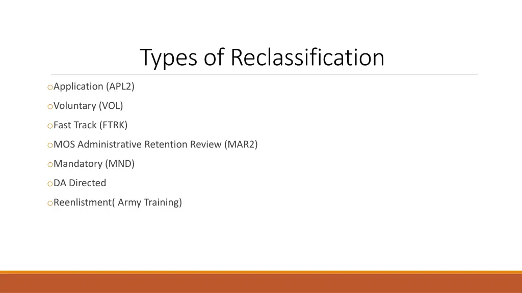 types of reclassification