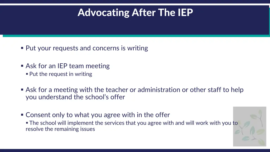 advocating after the iep