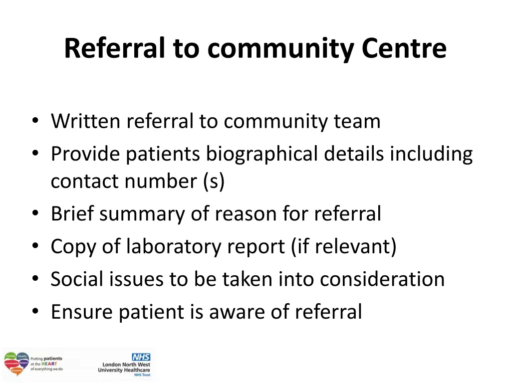 referral to community centre