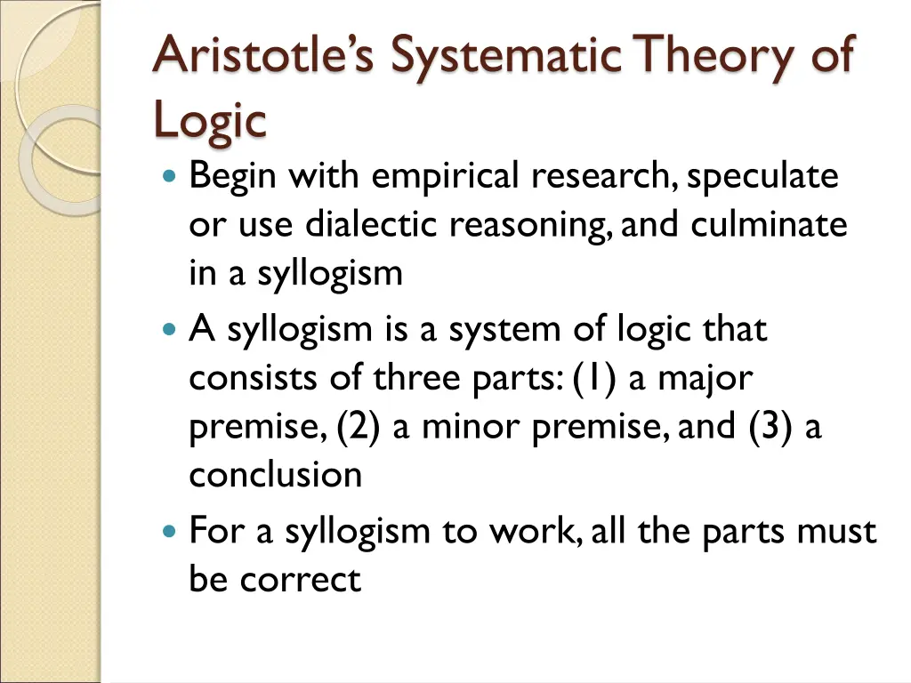 aristotle s systematic theory of logic begin with