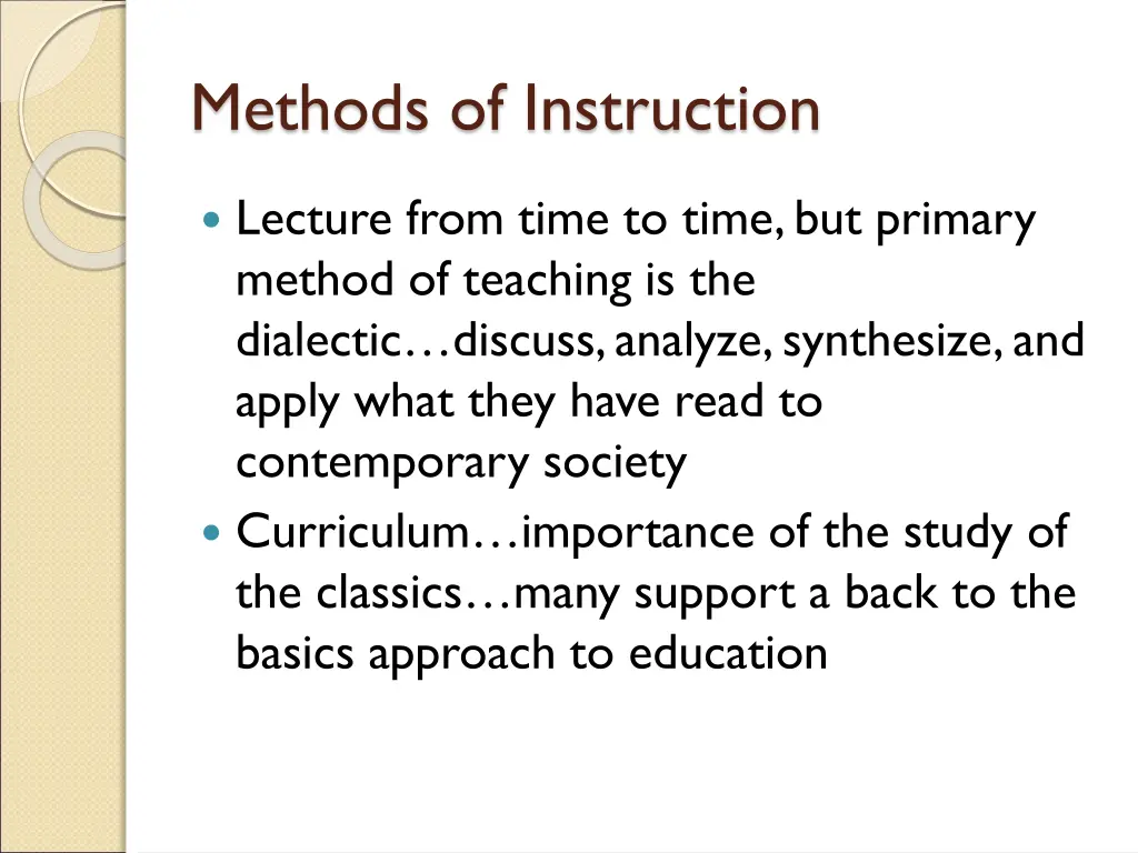 methods of instruction