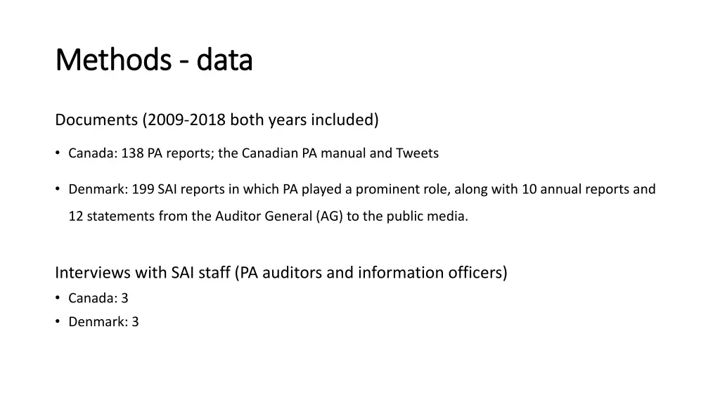 methods methods data