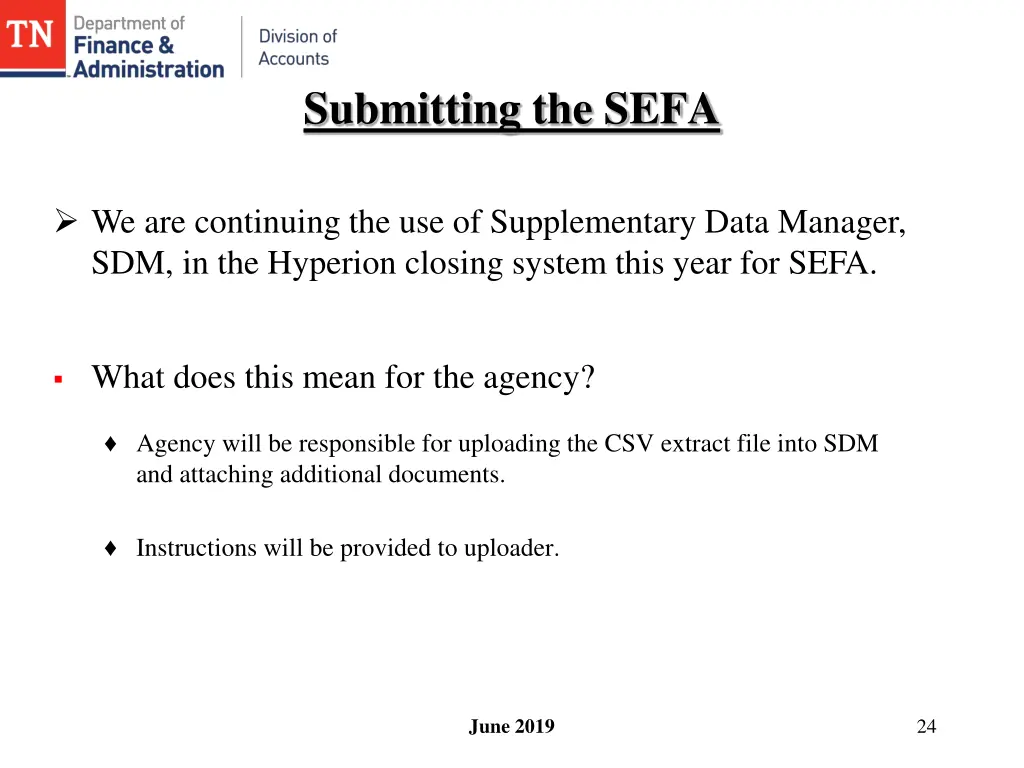 submitting the sefa