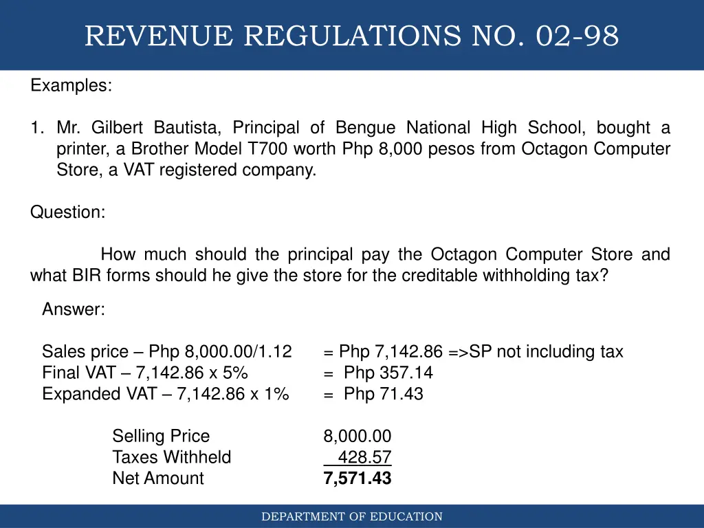 revenue regulations no 02 98 13