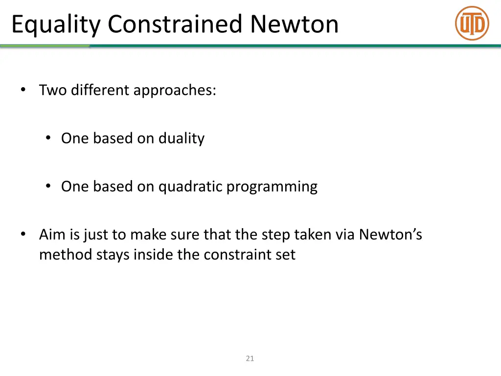 equality constrained newton