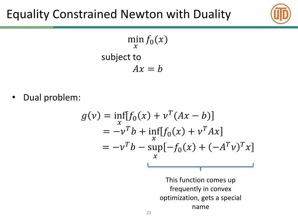 equality constrained newton with duality 1