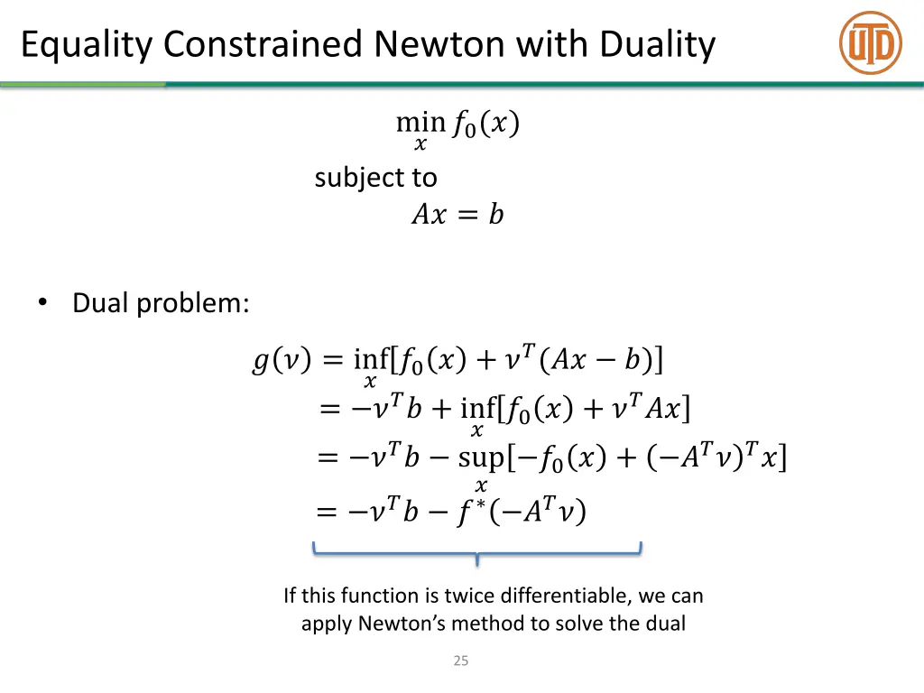 equality constrained newton with duality 2