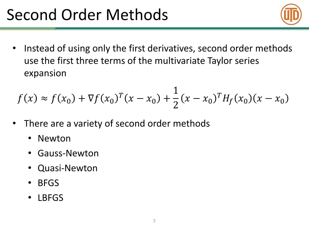 second order methods 3