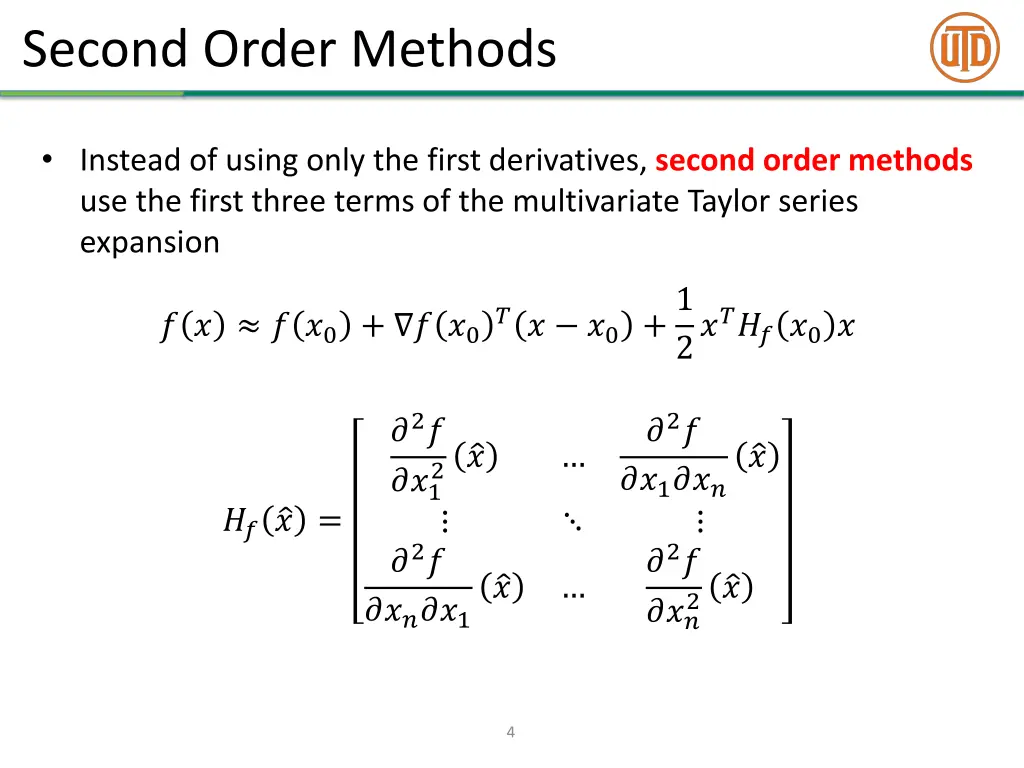 second order methods