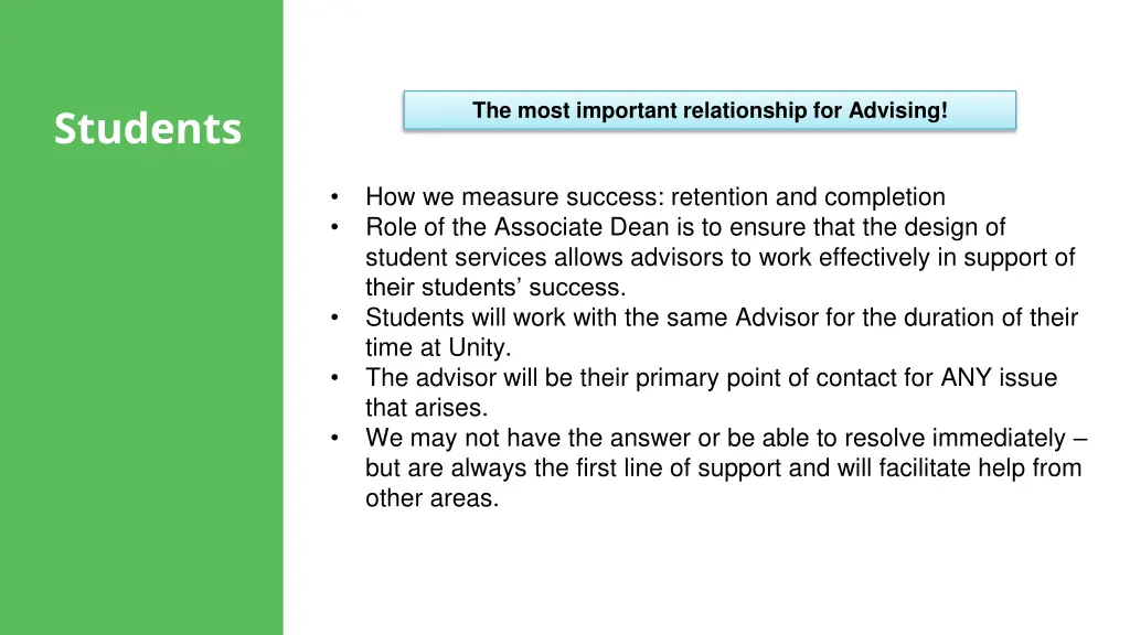 the most important relationship for advising