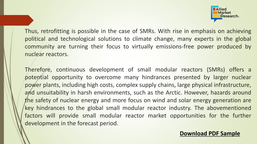 thus retrofitting is possible in the case of smrs