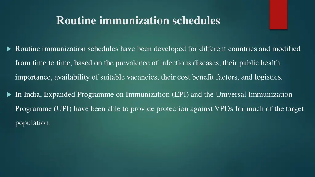 routine immunization schedules