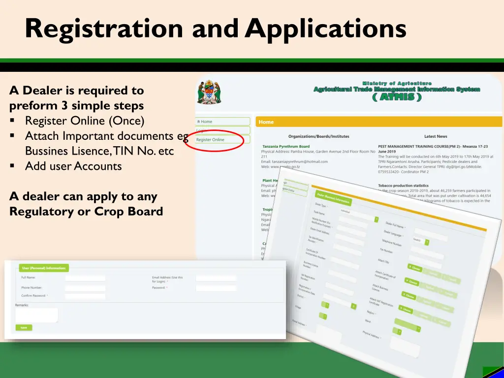 registration and applications