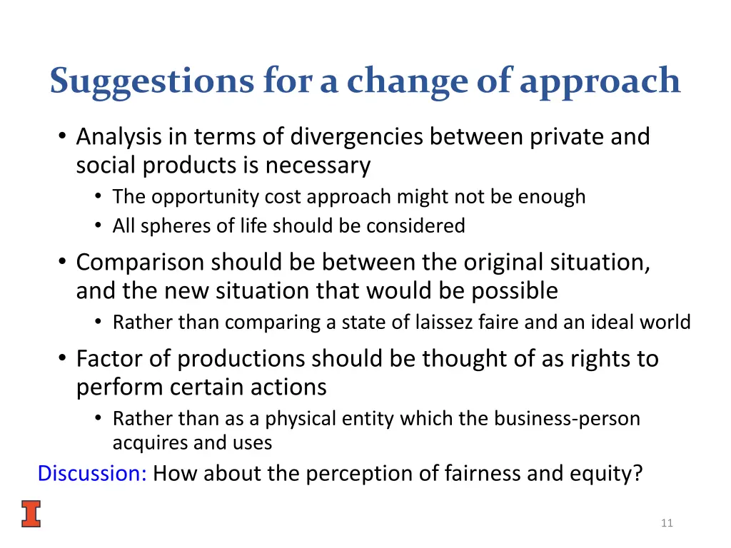 suggestions for a change of approach