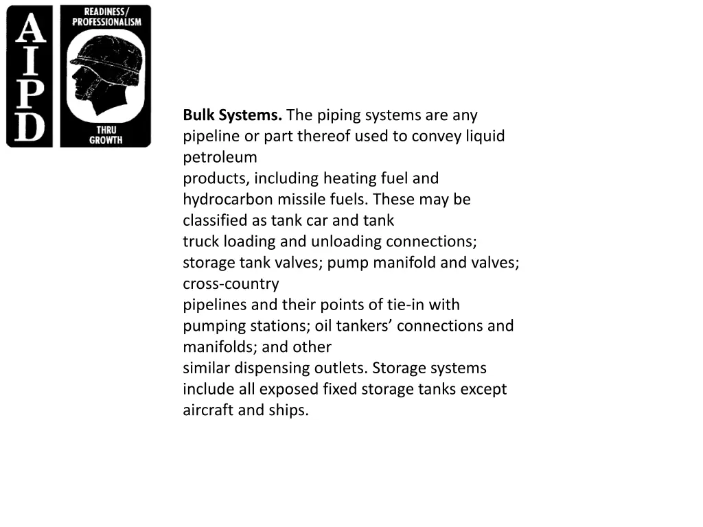 bulk systems the piping systems are any pipeline