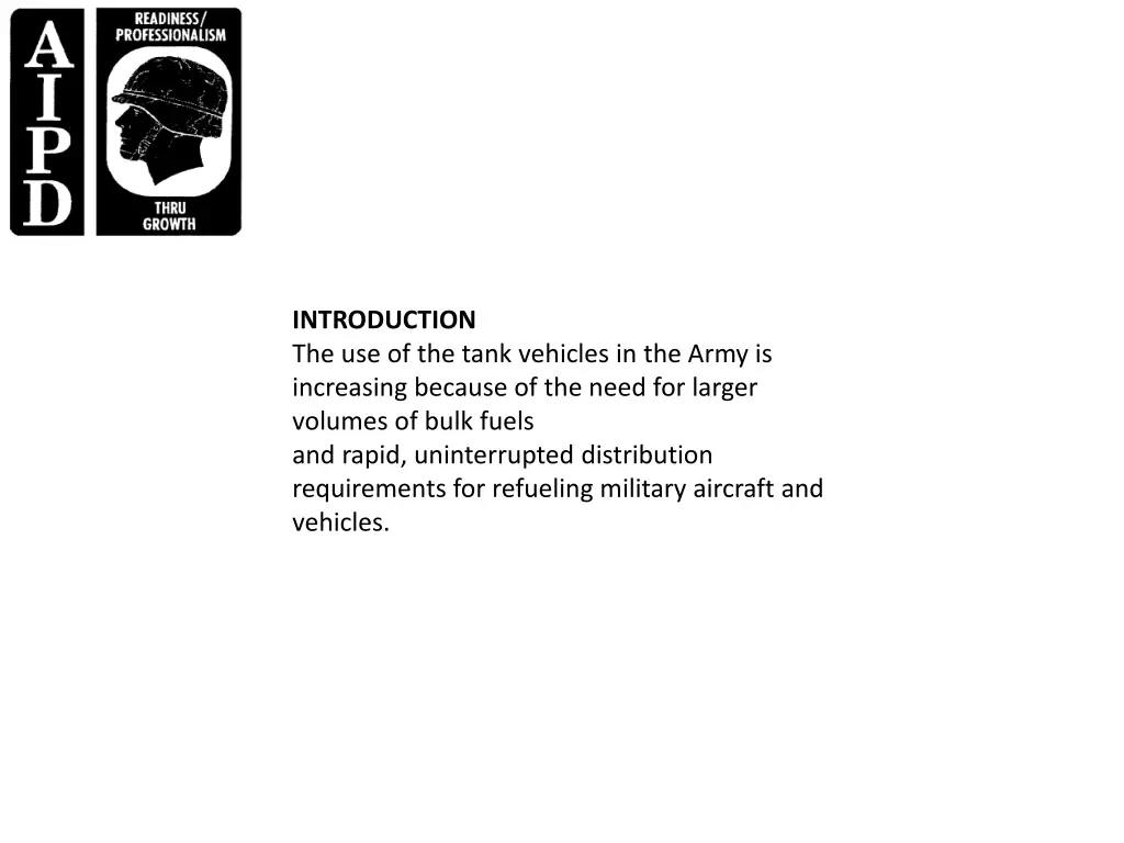 introduction the use of the tank vehicles