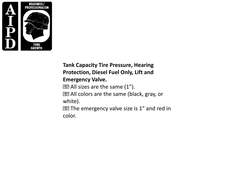 tank capacity tire pressure hearing protection