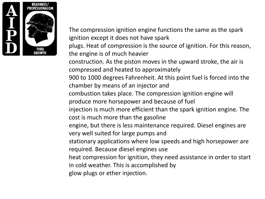 the compression ignition engine functions