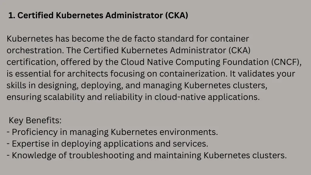 1 certified kubernetes administrator cka