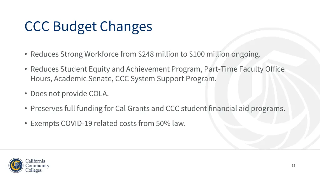 ccc budget changes