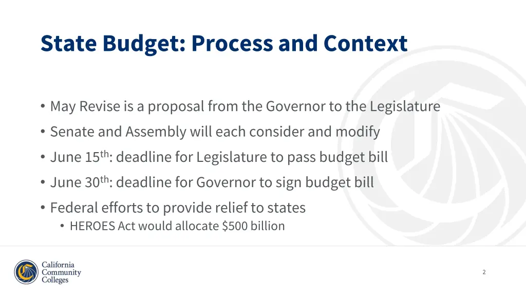 state budget process and context