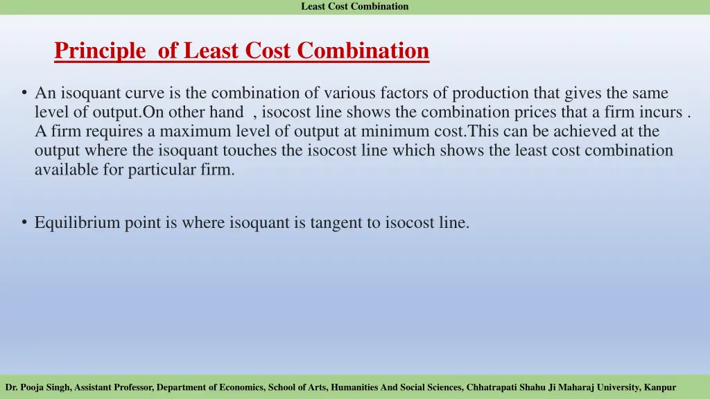 least cost combination 1