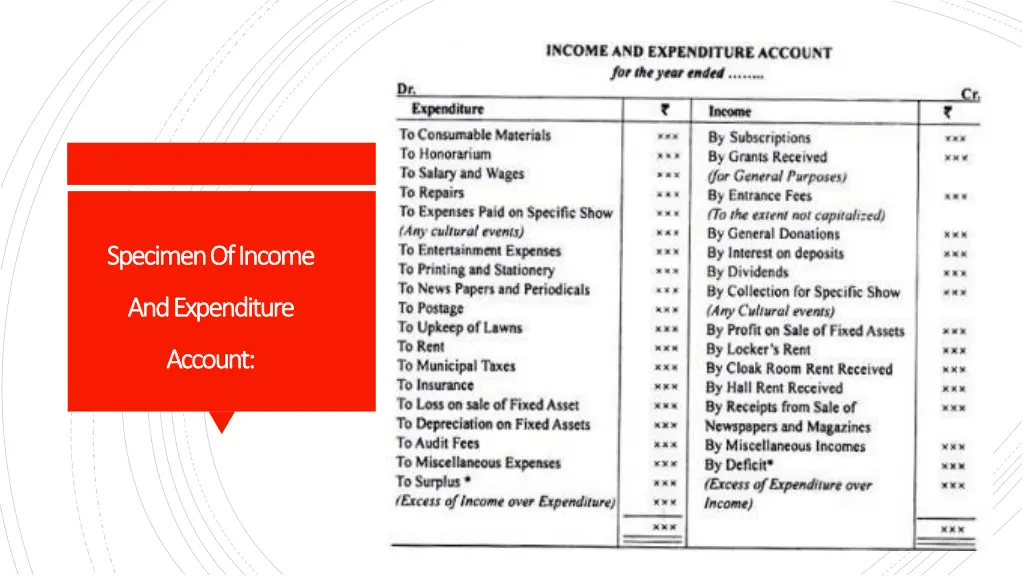 specimen of income specimen of income