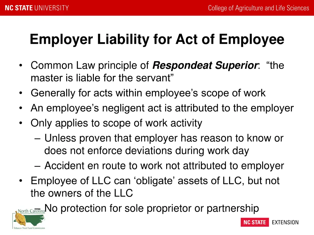 employer liability for act of employee