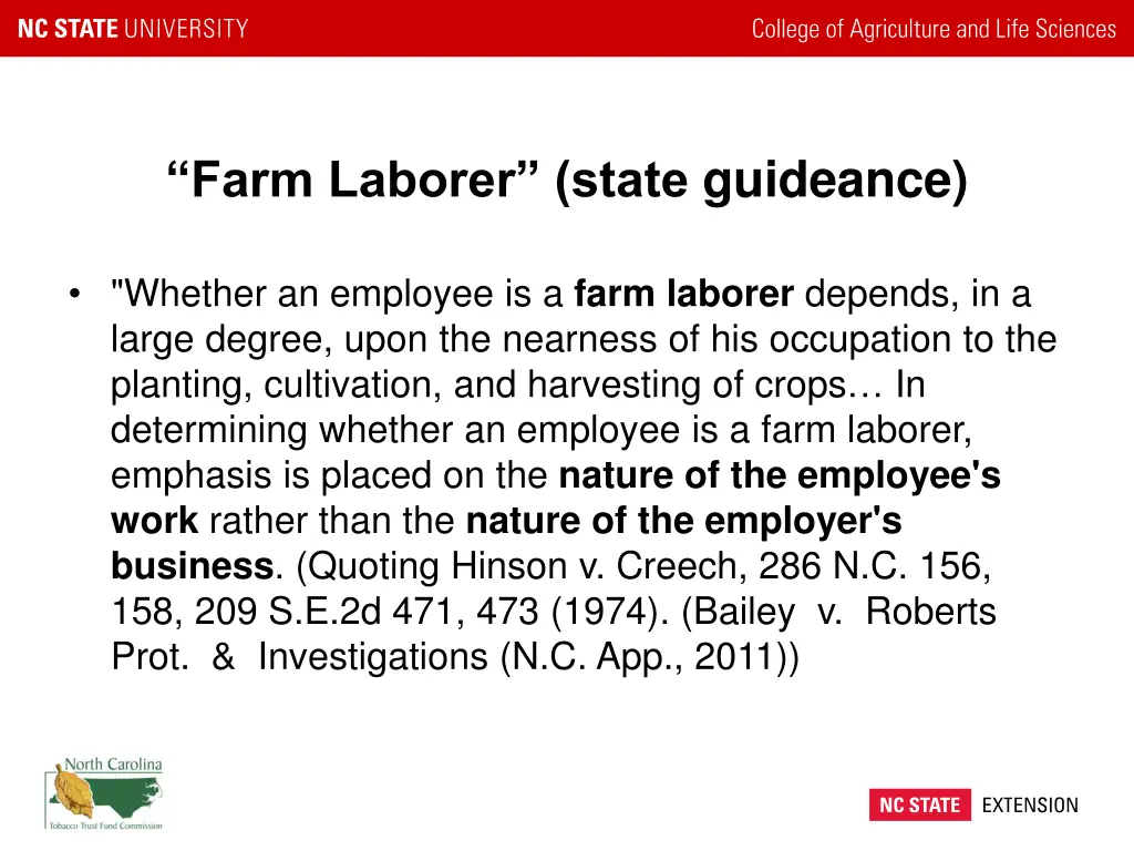 farm laborer state guideance