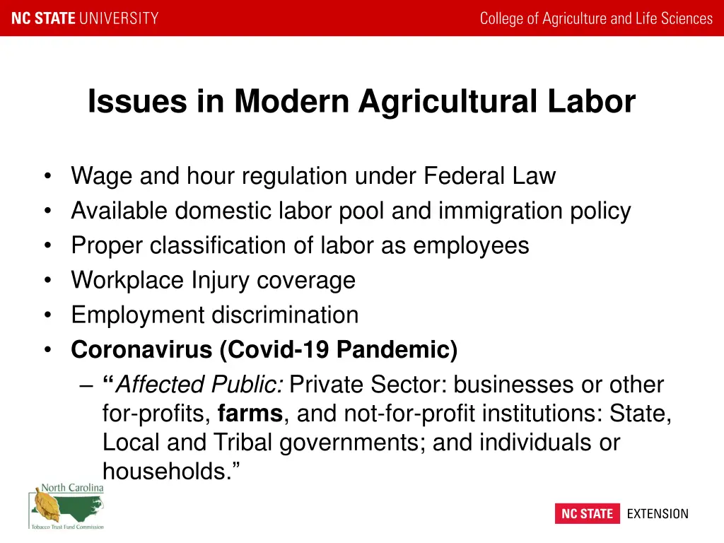 issues in modern agricultural labor