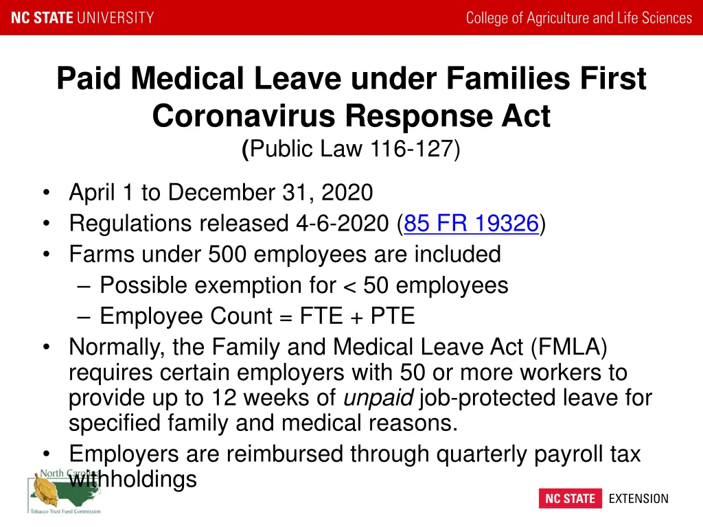 paid medical leave under families first