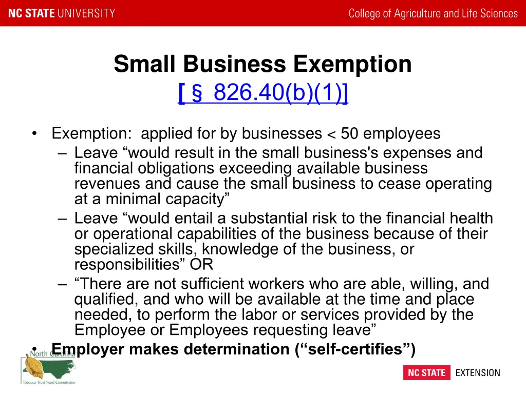 small business exemption 826 40 b 1