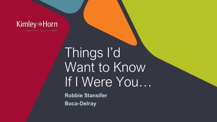 things i d want to know if i were you robbie