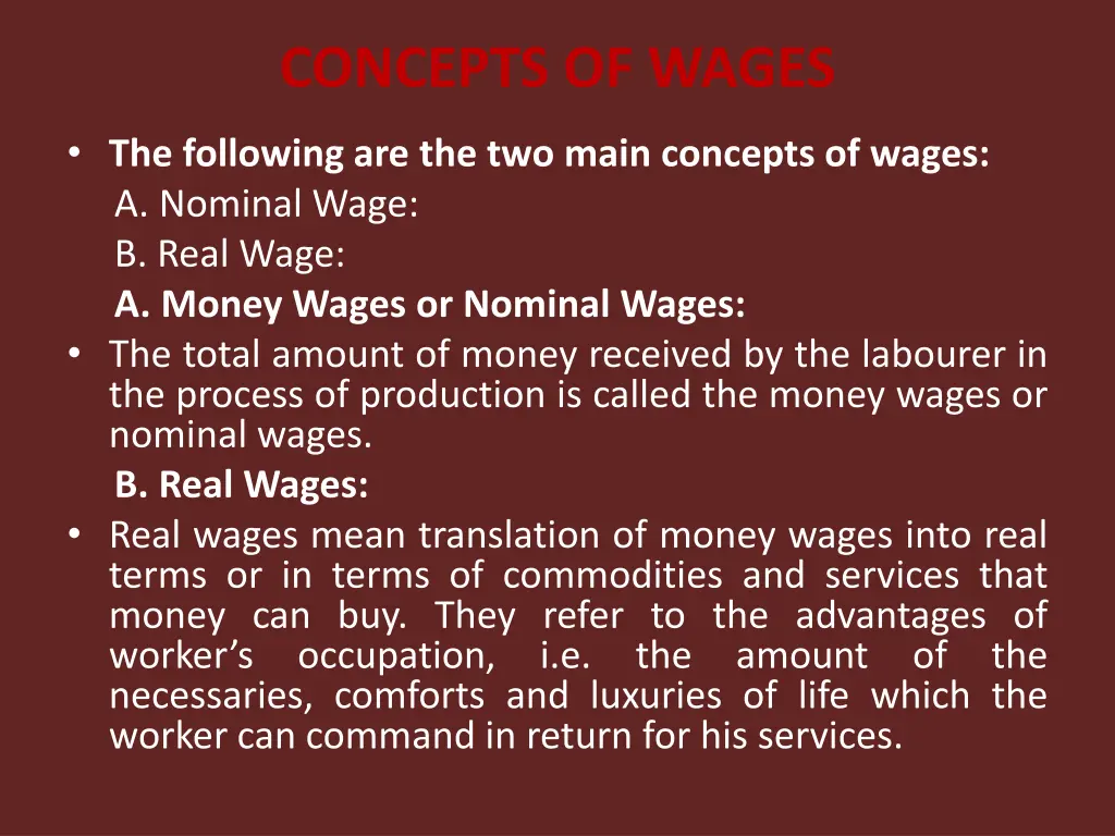 concepts of wages