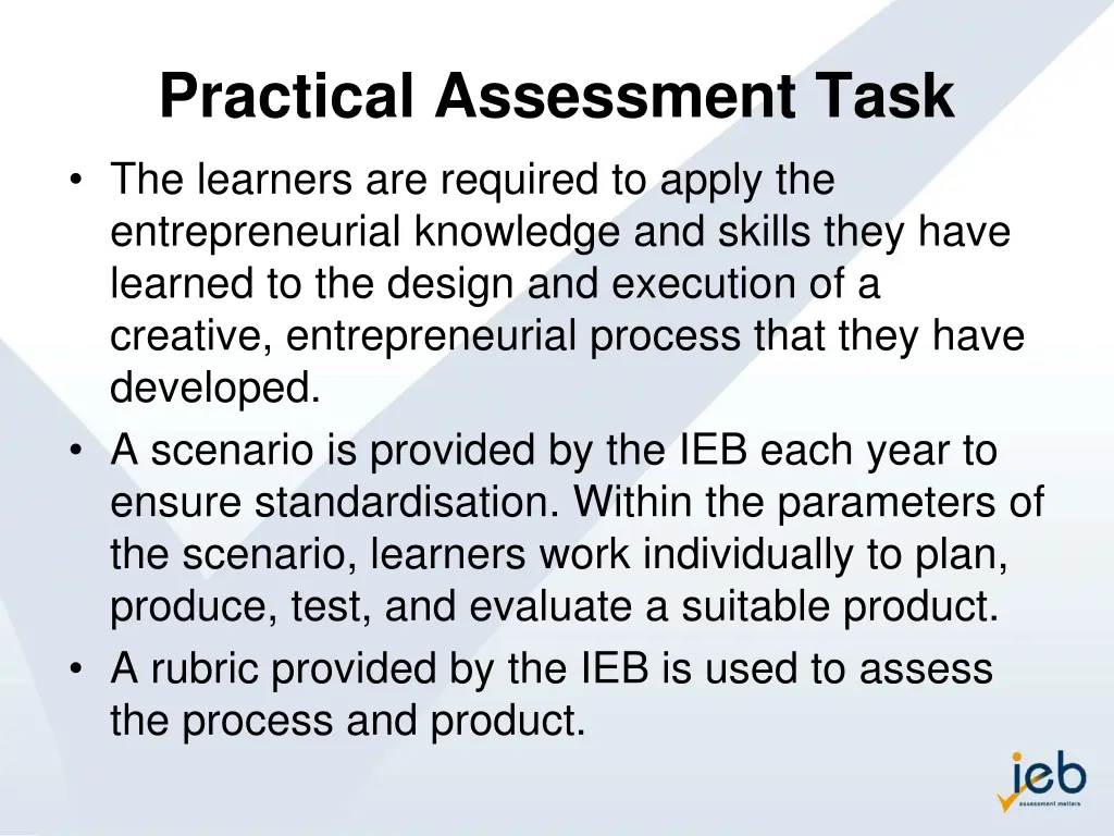 practical assessment task the learners