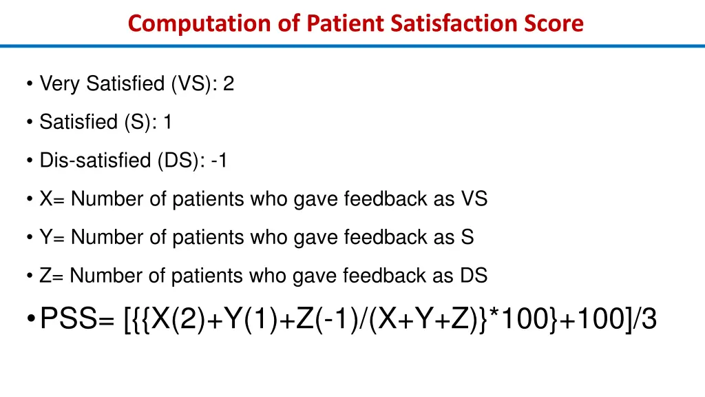 computation of patient satisfaction score