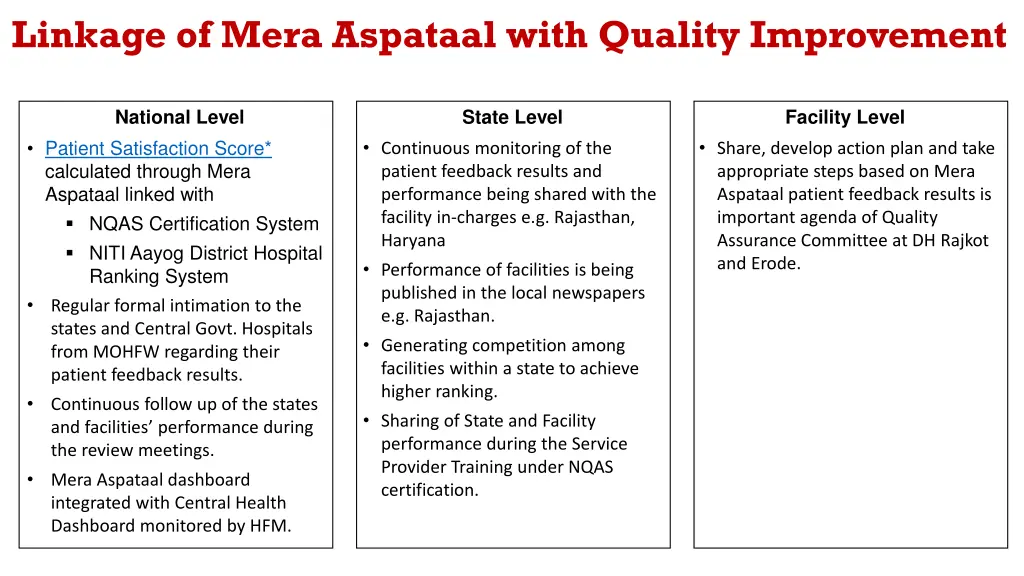 linkage of mera aspataal with quality improvement