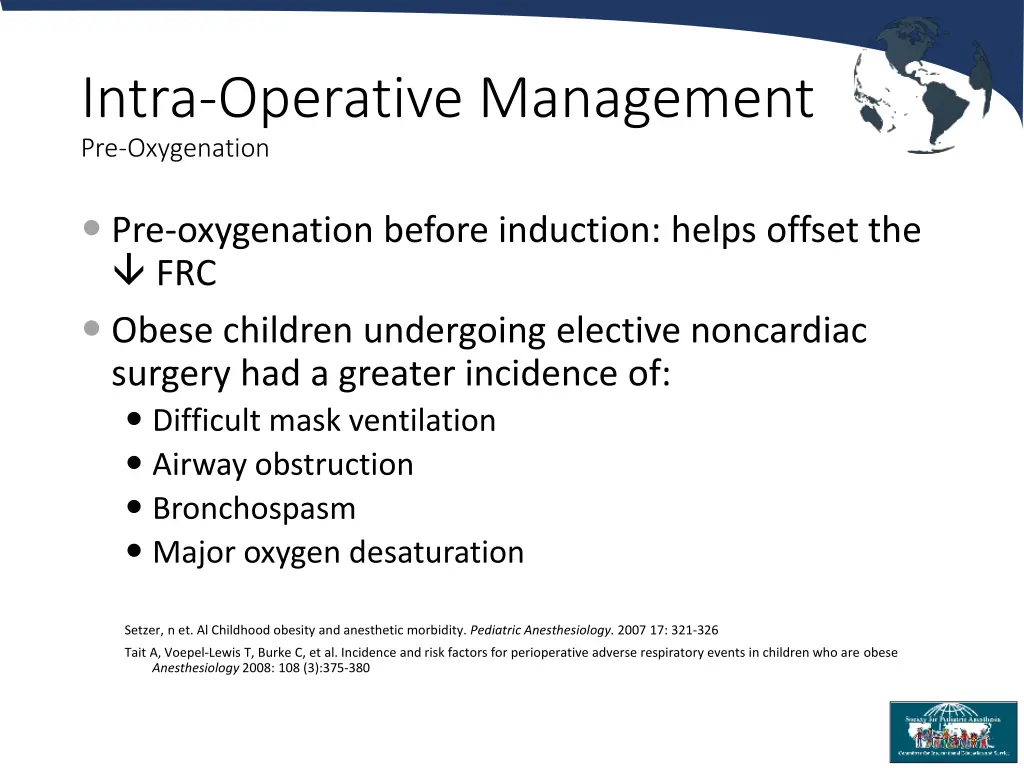 intra operative management pre oxygenation