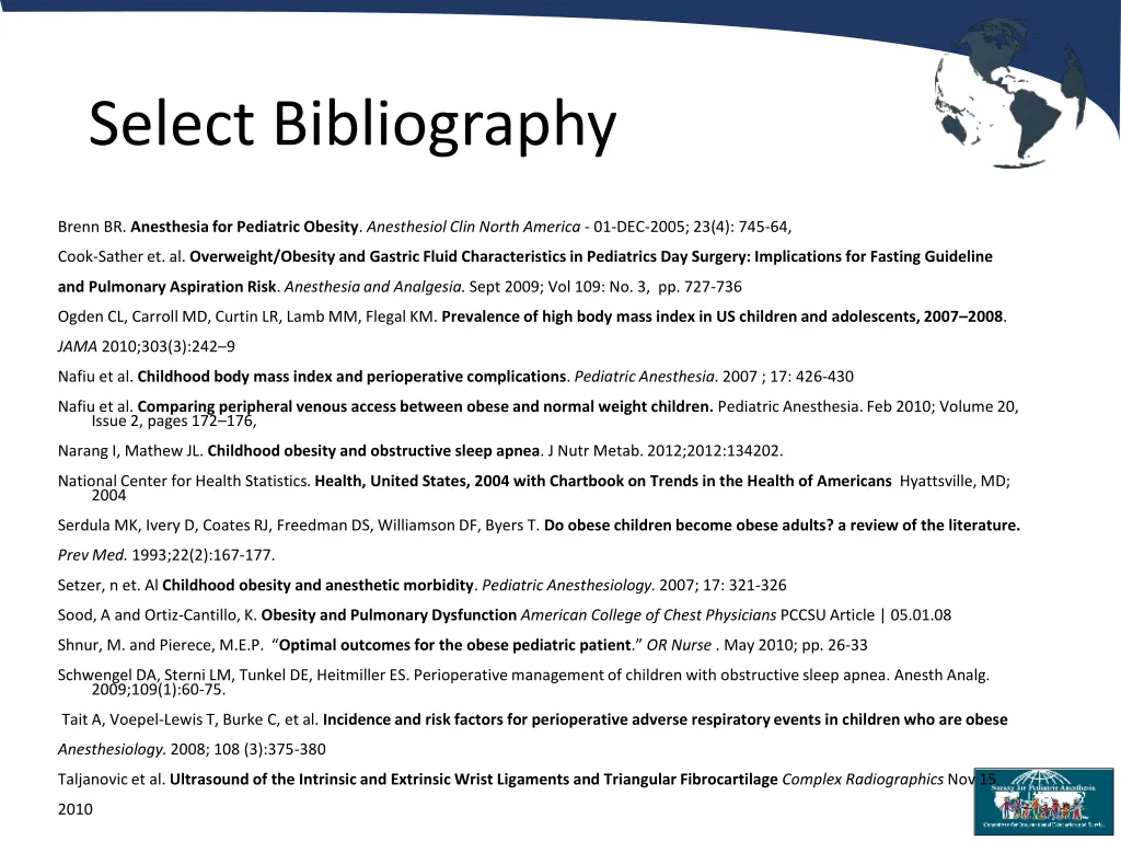 select bibliography