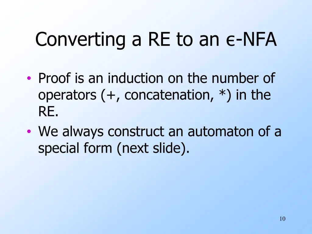 converting a re to an nfa