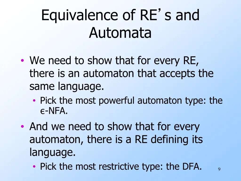 equivalence of re s and automata