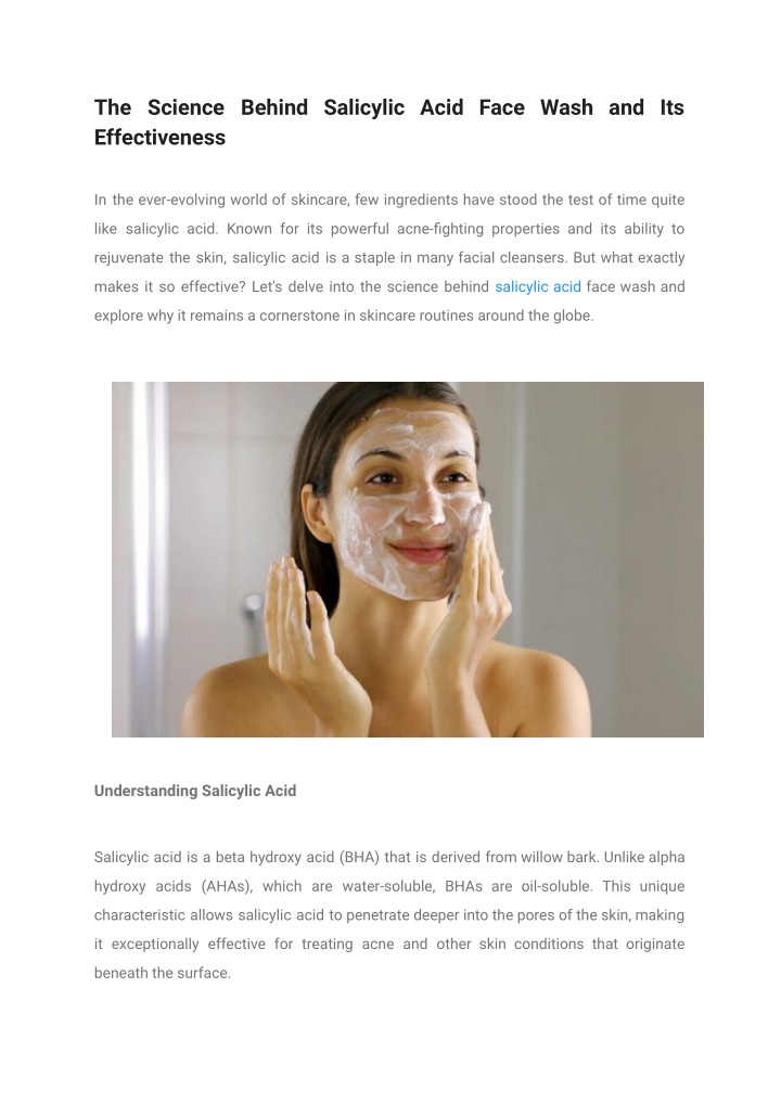 the science behind salicylic acid face wash