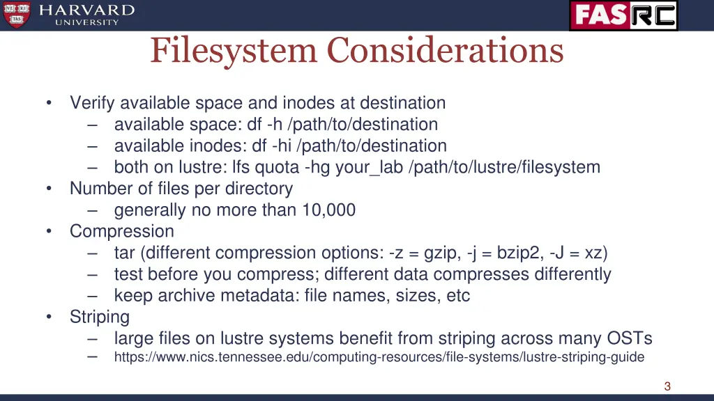 filesystem considerations