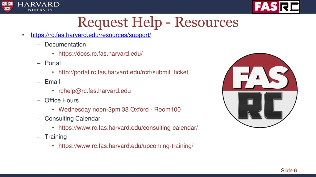 request help resources https rc fas harvard