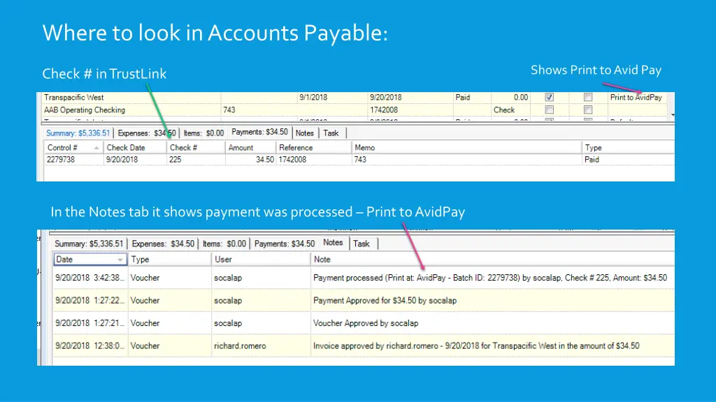 where to look in accounts payable