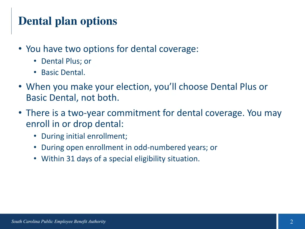 dental plan options