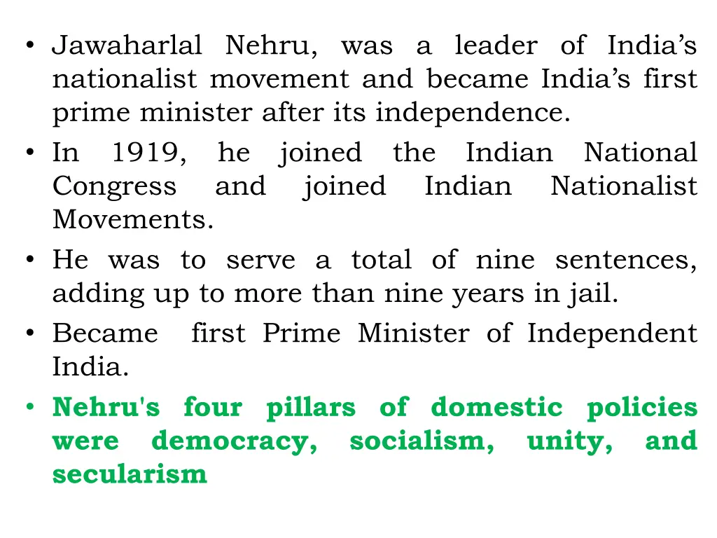 jawaharlal nehru was a leader of india