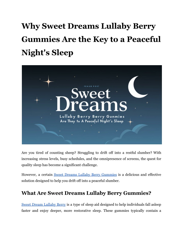 why sweet dreams lullaby berry