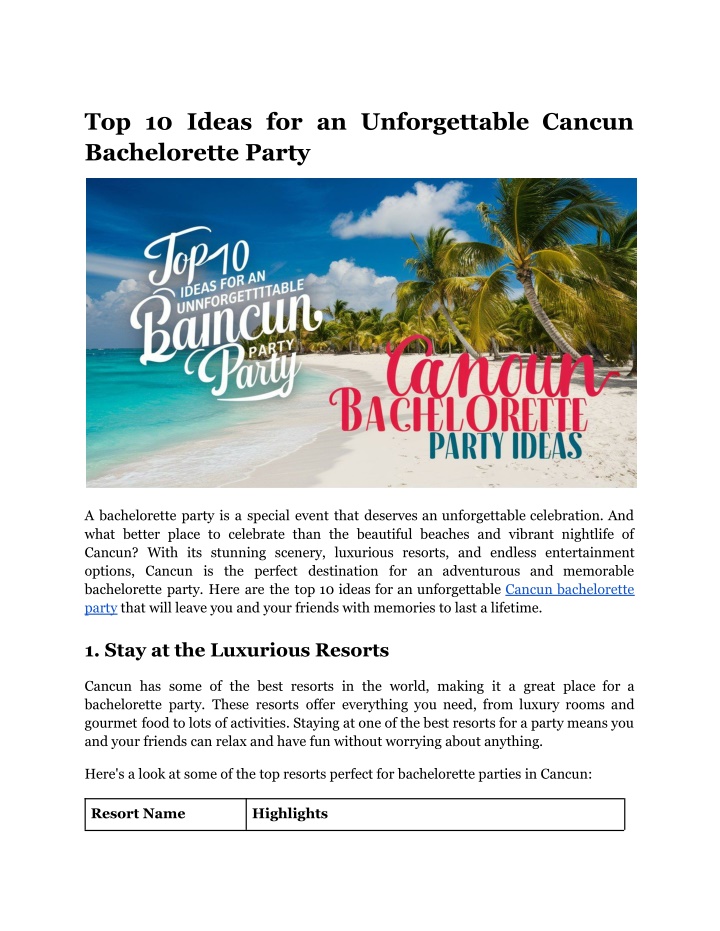 top 10 ideas for an unforgettable cancun