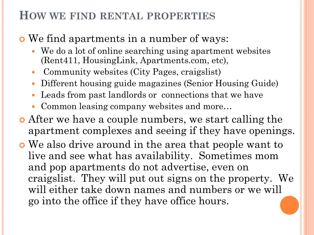 h ow we find rental properties